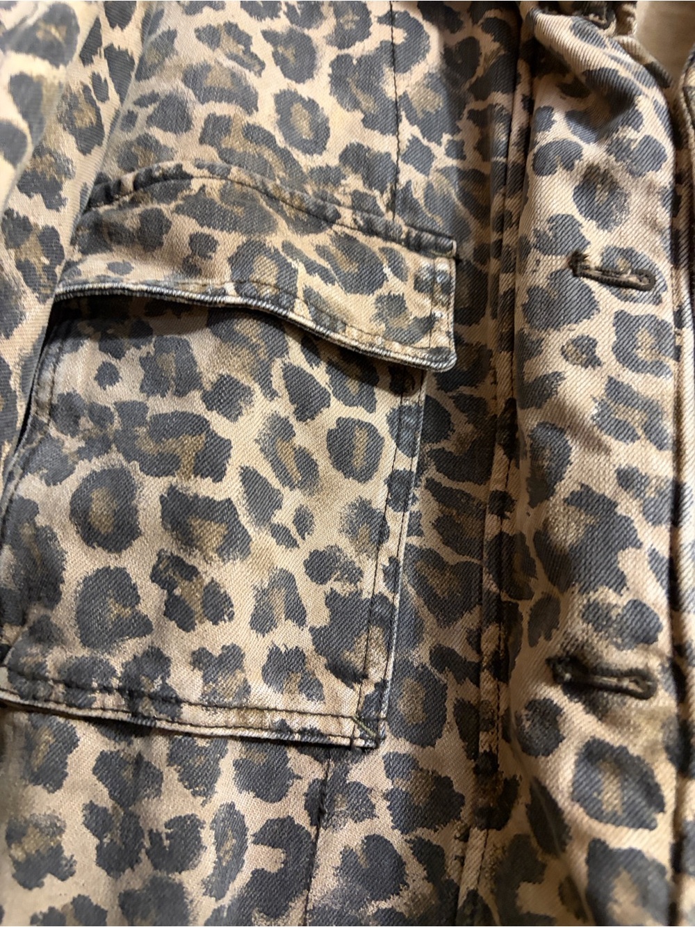 Free People Leopard Print Button-Up Jacket - Brown/Beige Sz S Drawstring Boho - Picture 10 of 12